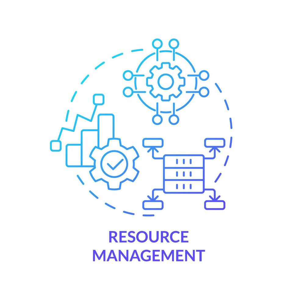 recurso gestão azul gradiente conceito ícone. sistema orquestração. dados lago arquitetura abstrato idéia fino linha ilustração. isolado esboço desenhando vetor