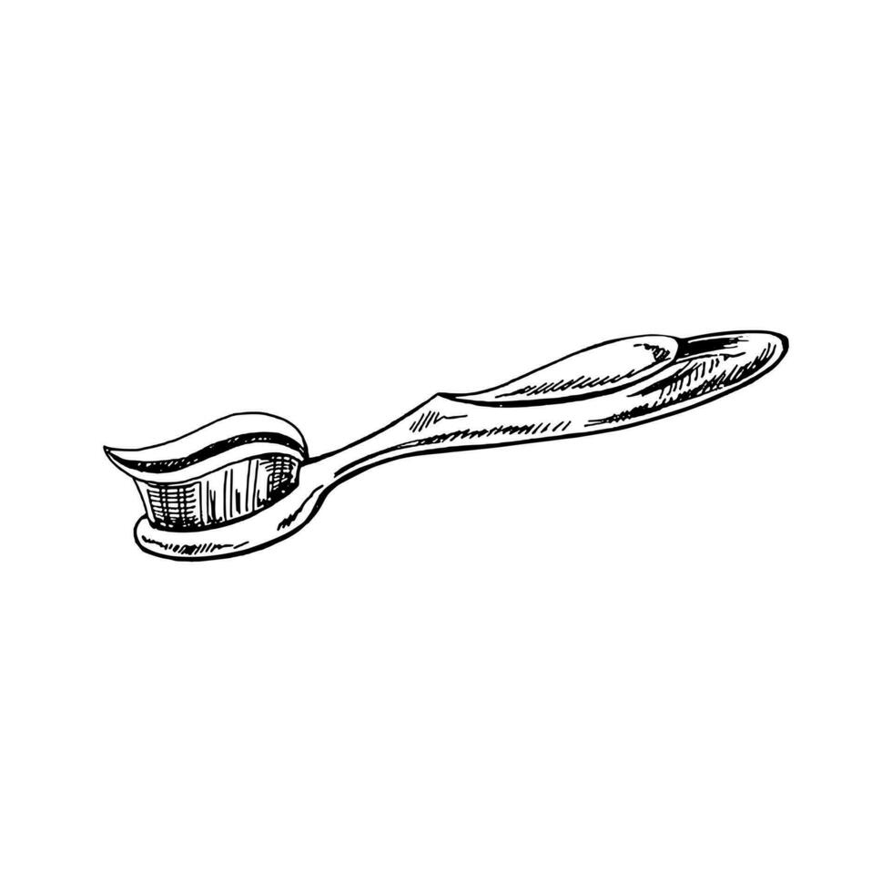 mão desenhado escova de dente rabisco esboço isolado em branco fundo. vetor ilustração. dor de dente tratamento.