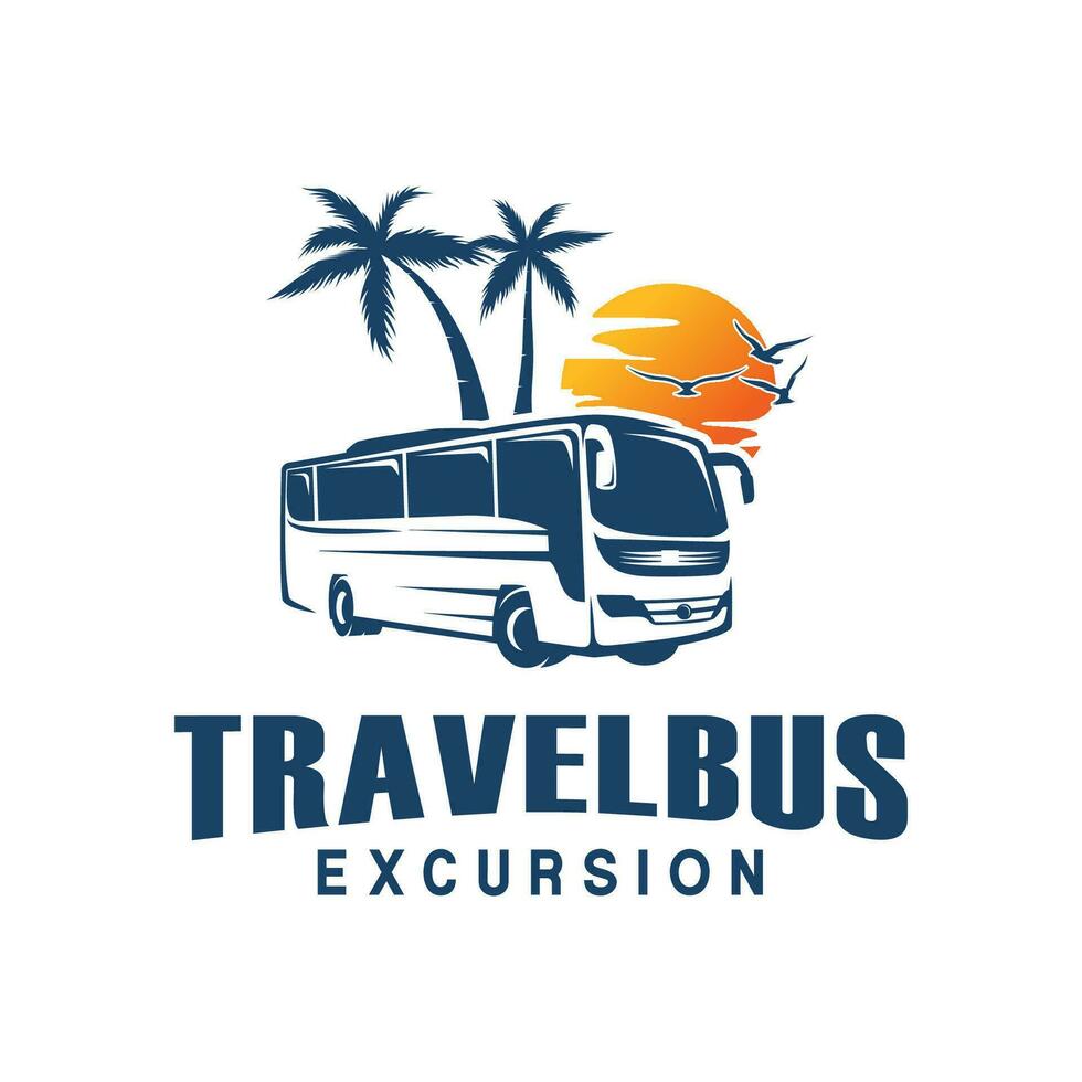 vetor de design de logotipo de ônibus. logotipo de ônibus de viagem