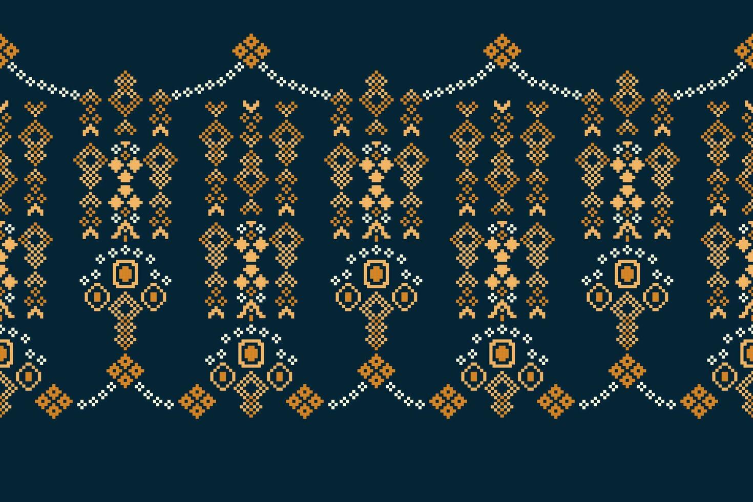 étnico geométrico tecido padronizar Cruz ponto.ikat bordado étnico oriental pixel padronizar marinha azul fundo. resumo,vetor,ilustração. textura,vestuário,quadro,decoração,motivos,seda papel de parede. vetor