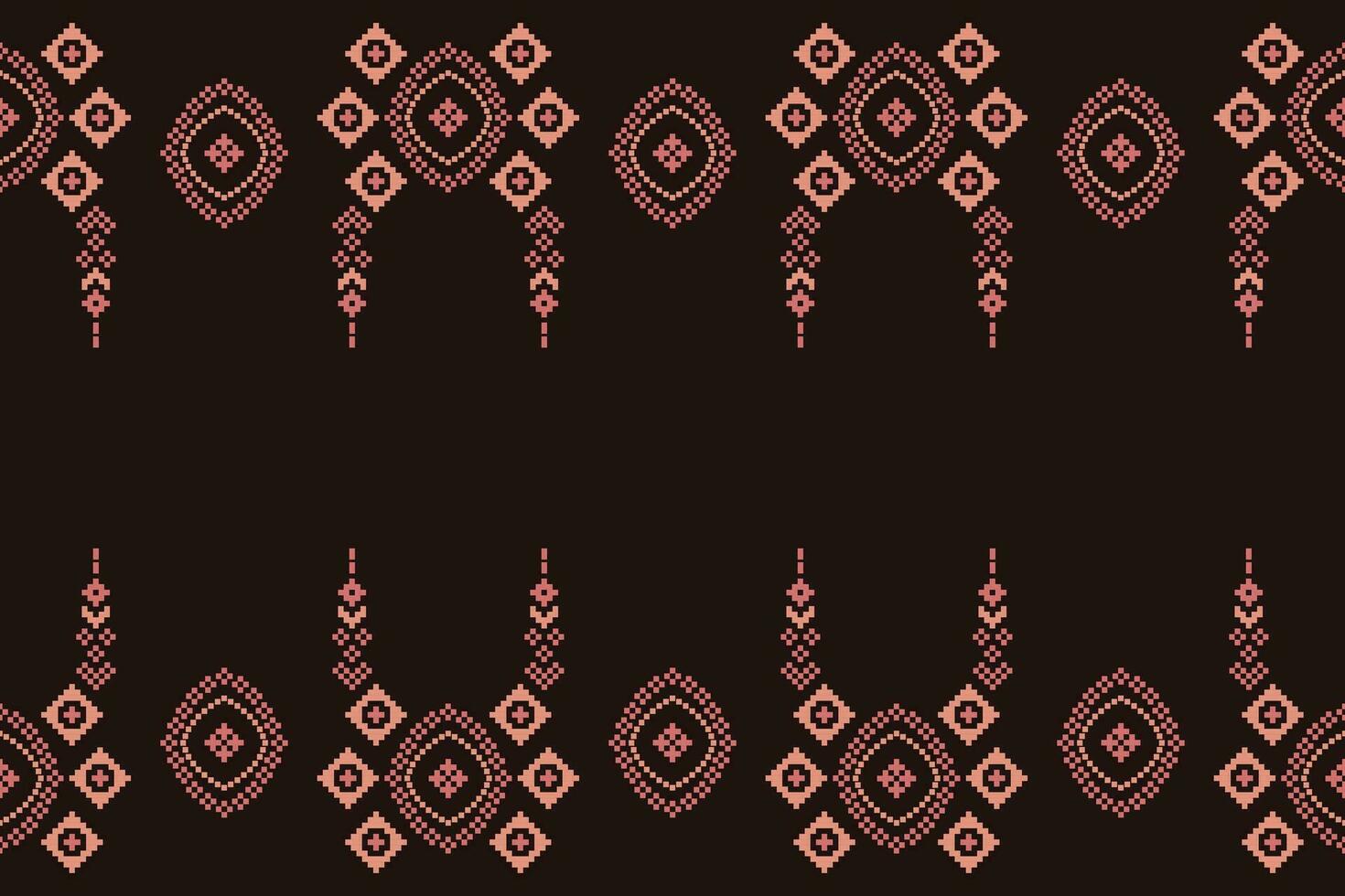 étnico geométrico tecido padronizar Cruz ponto.ikat bordado étnico oriental pixel padronizar Castanho fundo. resumo,vetor,ilustração. textura,vestuário,cachecol,decoração,motivos,seda papel de parede. vetor