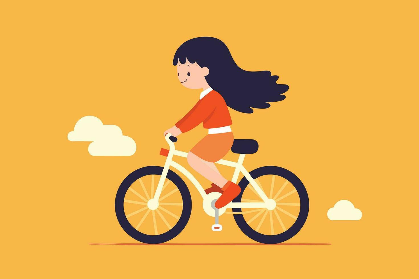 lindo menina equitação bicicleta vetor ilustração