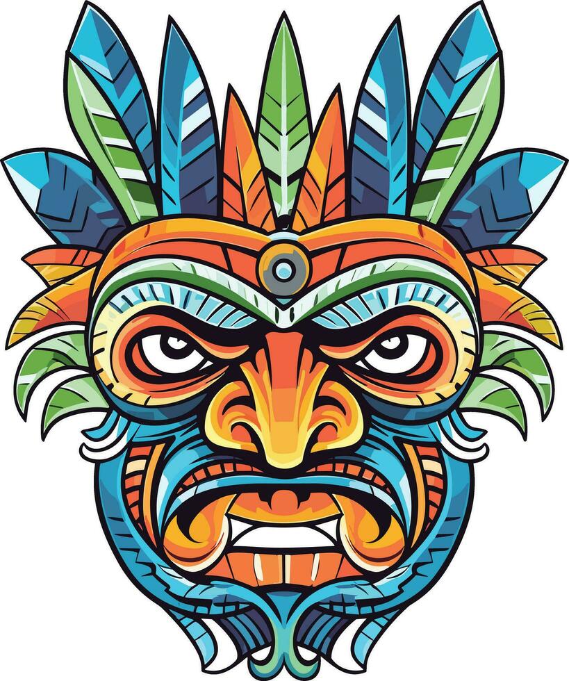 tiki festival, tiki mascarar vetor ilustração, tiki máscaras para camiseta projeto, adesivo e parede arte