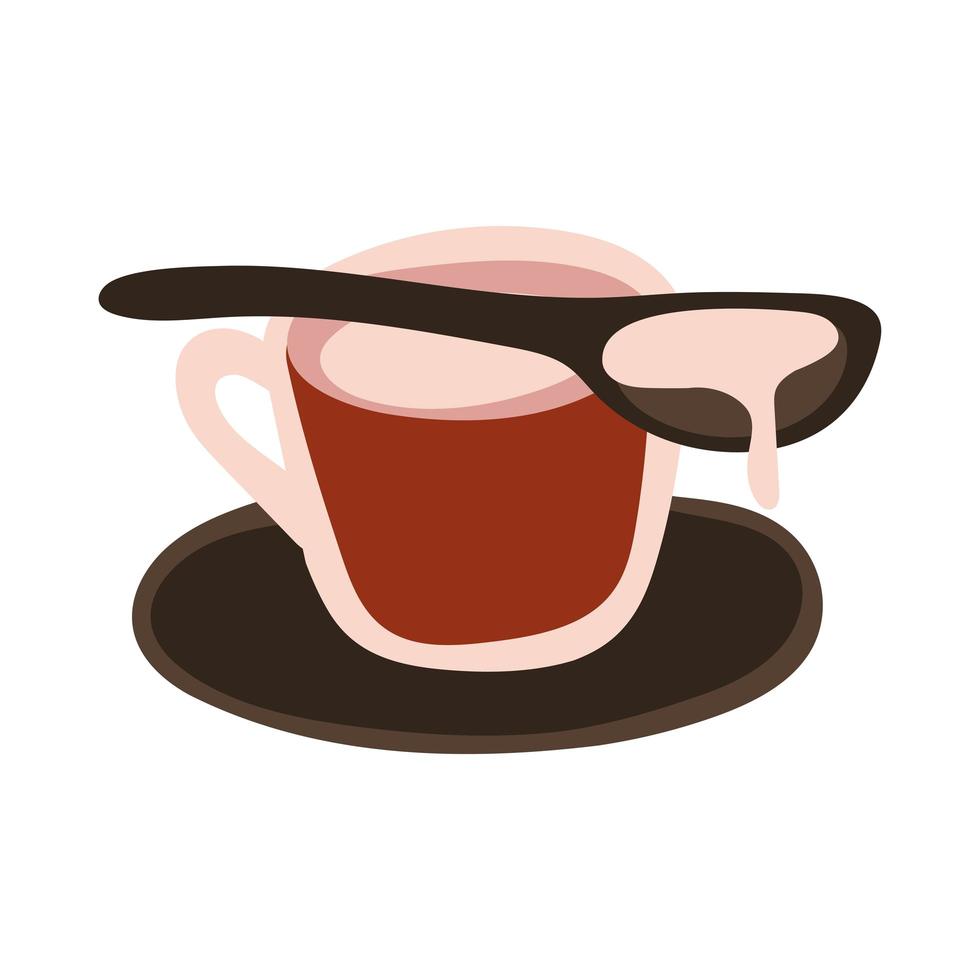 copo de café com ícone de estilo de forma livre de colher vetor