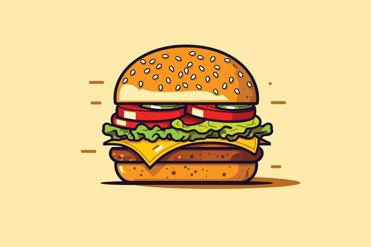 colorida fresco Comida pão, queijo, fruta, e legumes em branco fundo, hamburguer ilustração em isolado branco fundo vetor