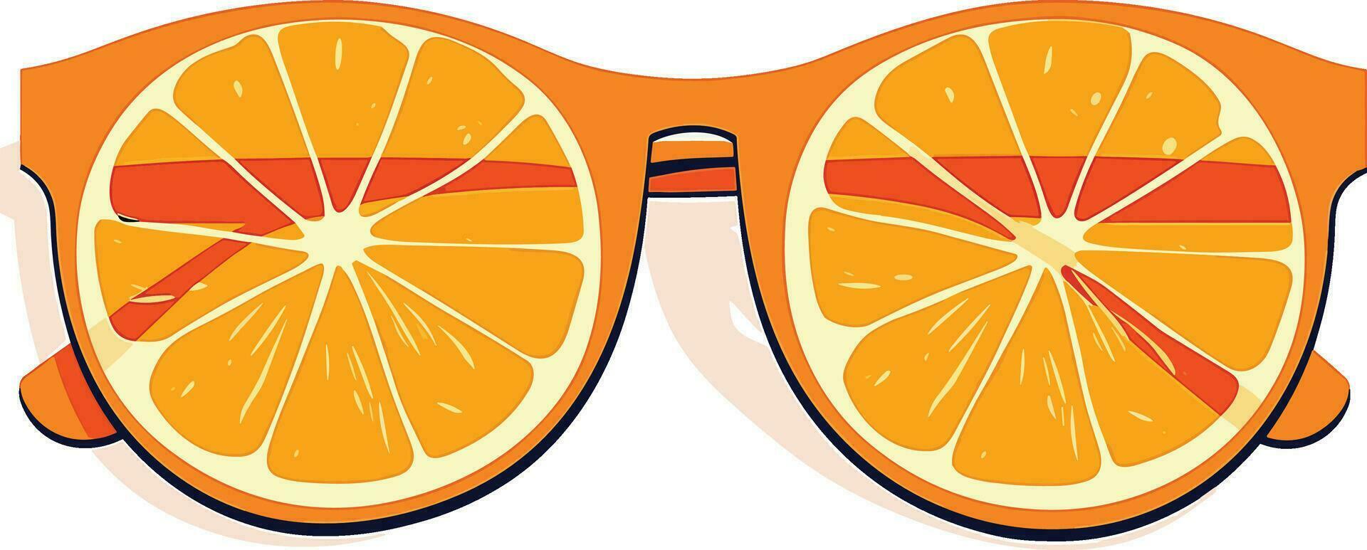 recentemente cortar citrino fruta e à moda óculos em branco fundo, olho óculos com laranjas ilustração vetor