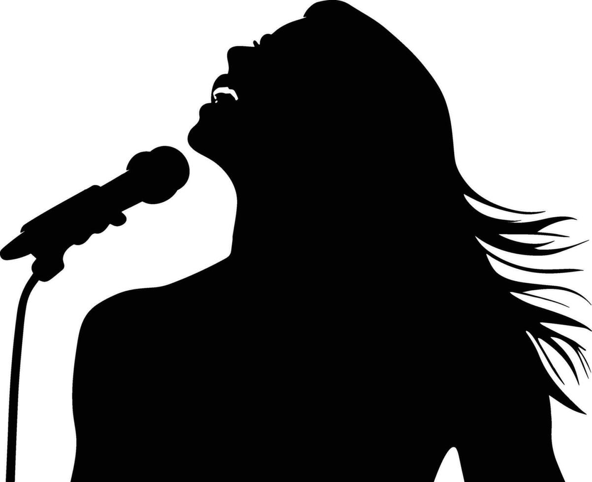 silhueta do uma mulher cantando ilustração em isolado fundo vetor