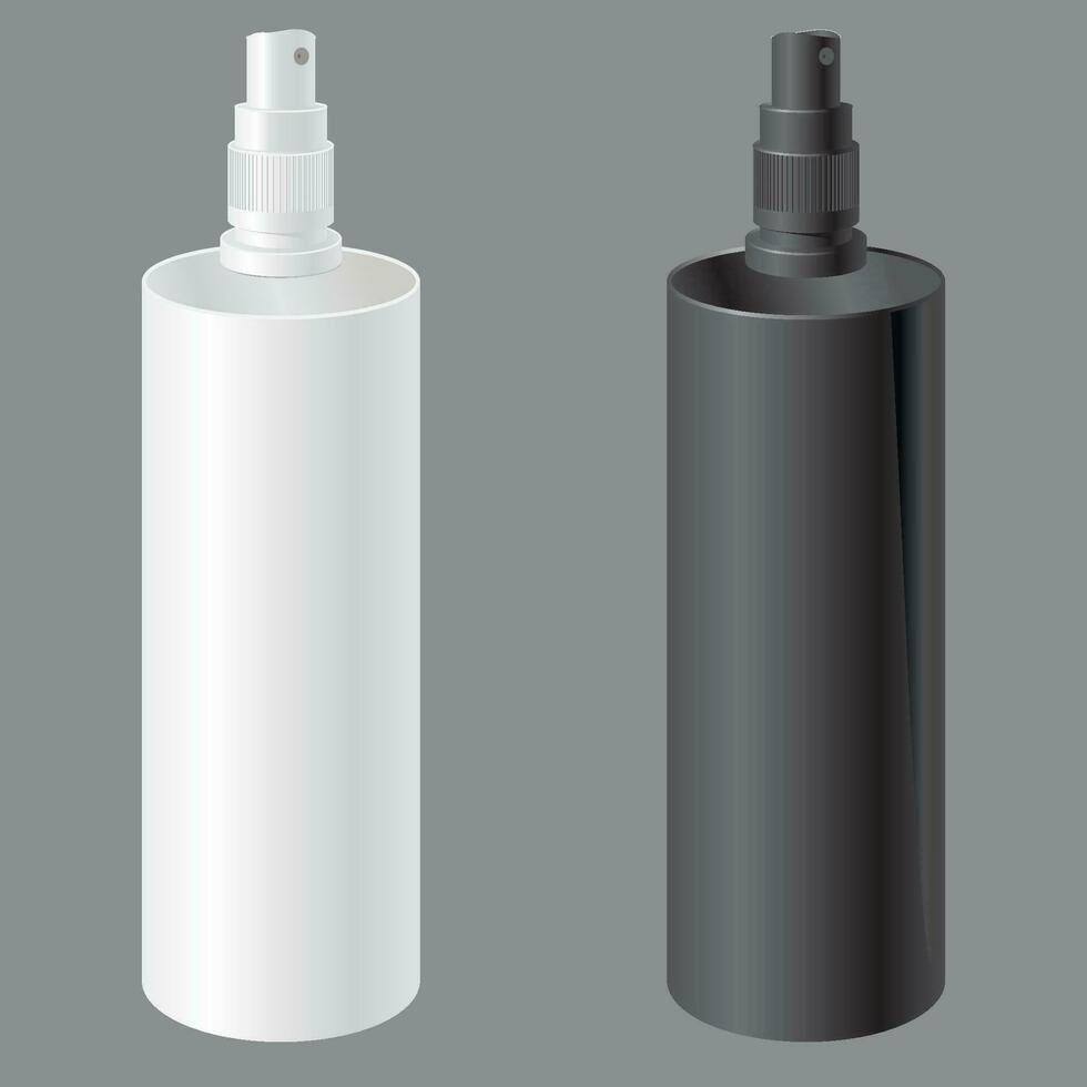 realista garrafas dentro vetor dentro Preto e branco cores. para Mac acima etiquetas para xampu, cosméticos, condicionador