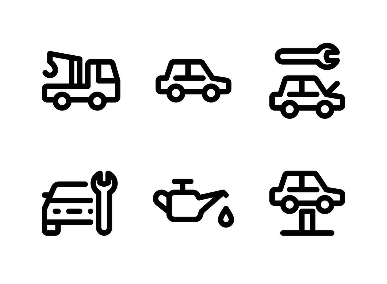 conjunto simples de ícones de linha de vetor de serviço de carro