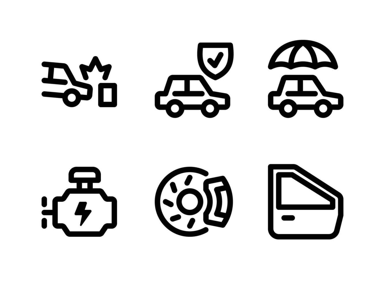 conjunto simples de ícones de linha de vetor de serviço de carro