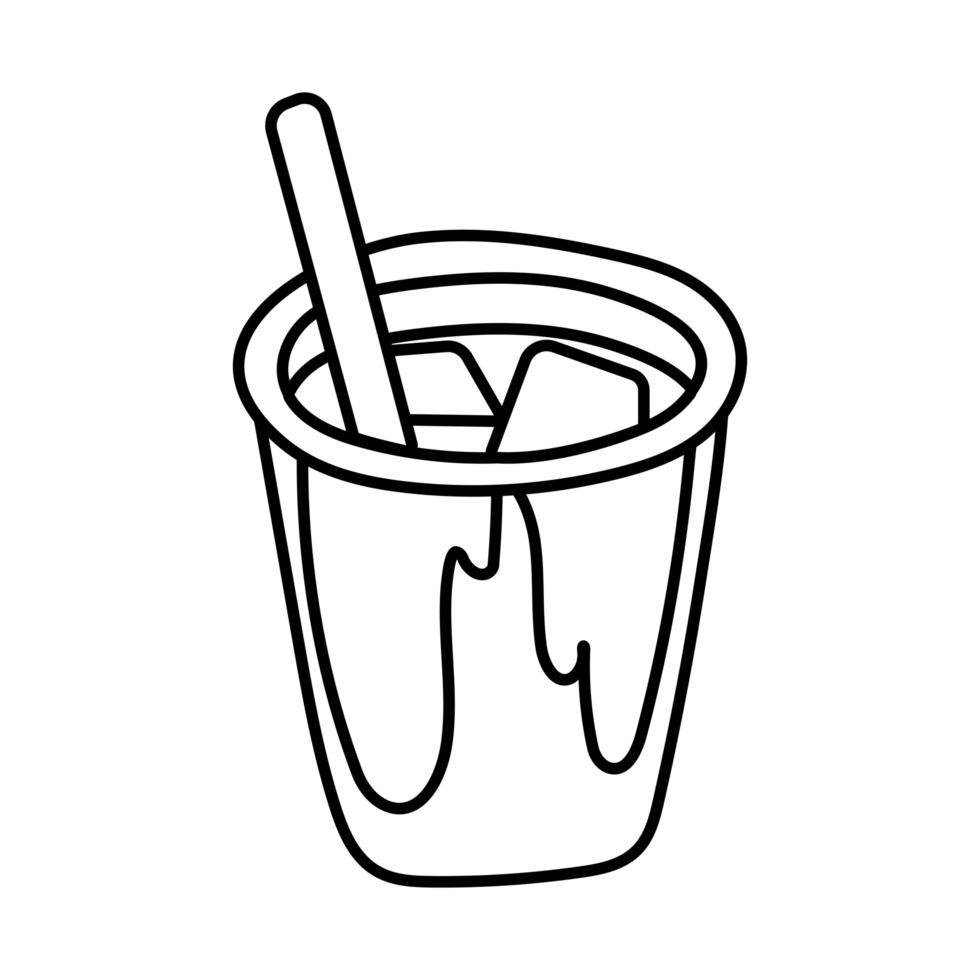 xícara de café bebida com ícone de estilo de linha de colher vetor
