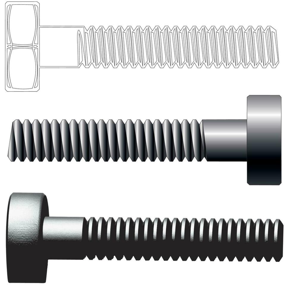 projeto parafuso, realista parafuso dentro vetor 3d, gradiente. para Catálogo e publicidade