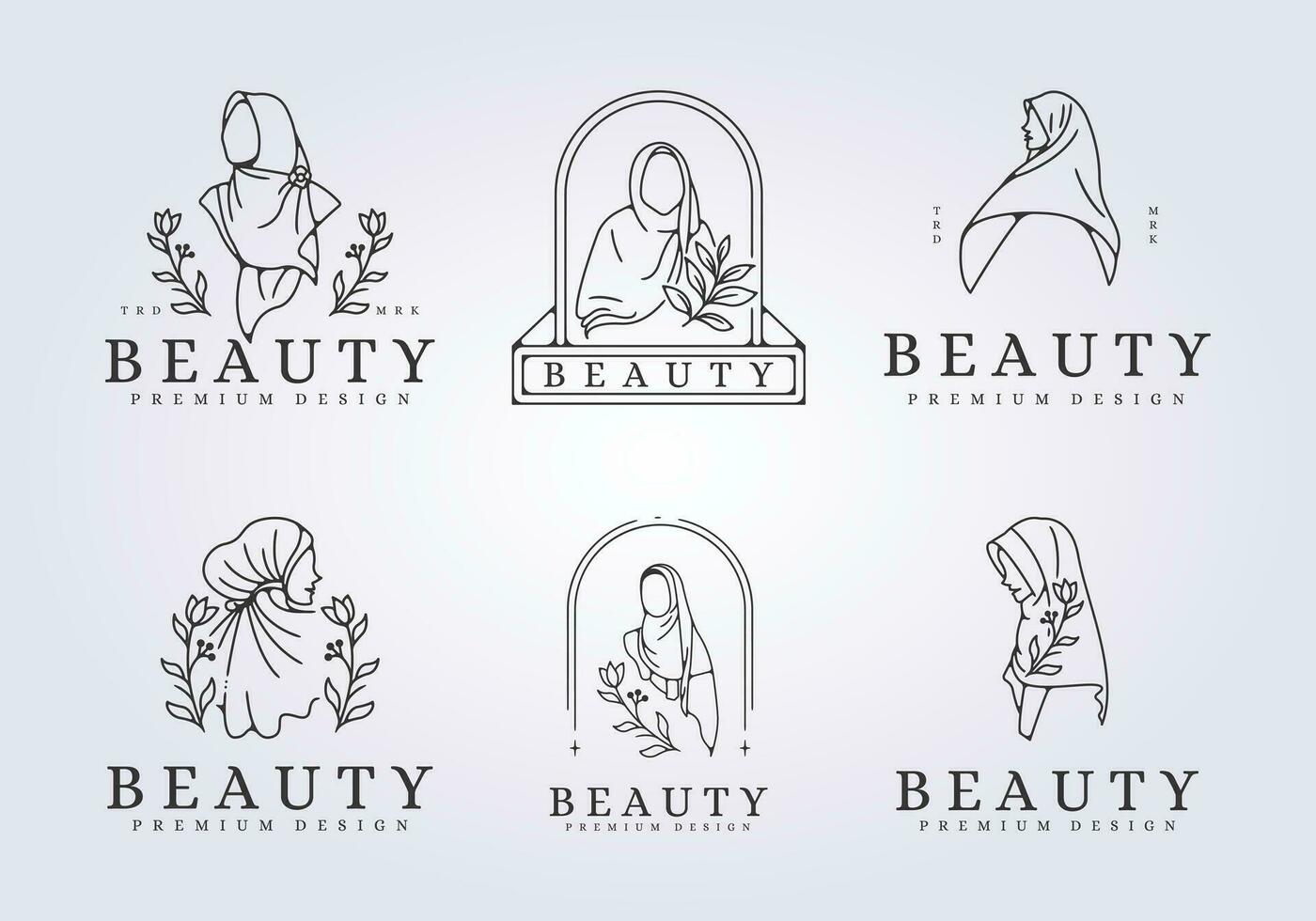 conjunto do hijab véu menina beleza logotipo vetor ilustração Projeto