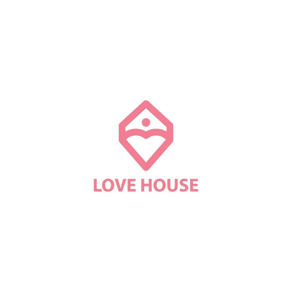 amor casa logotipo, simples linha estilo vetor