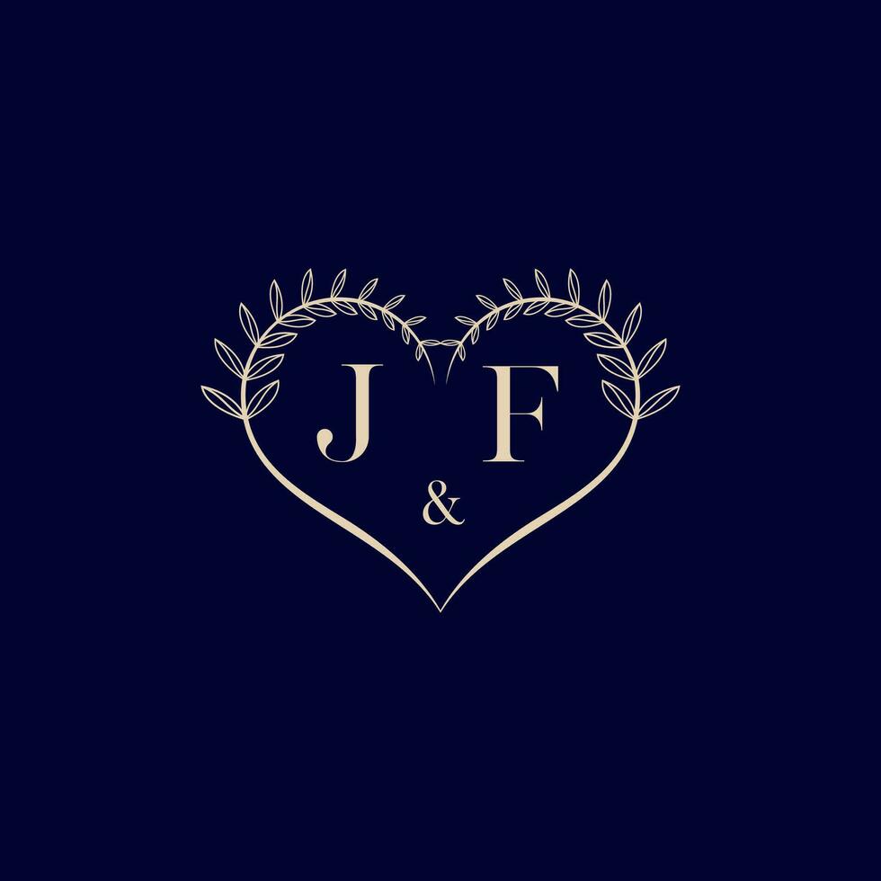 jf floral amor forma Casamento inicial logotipo vetor