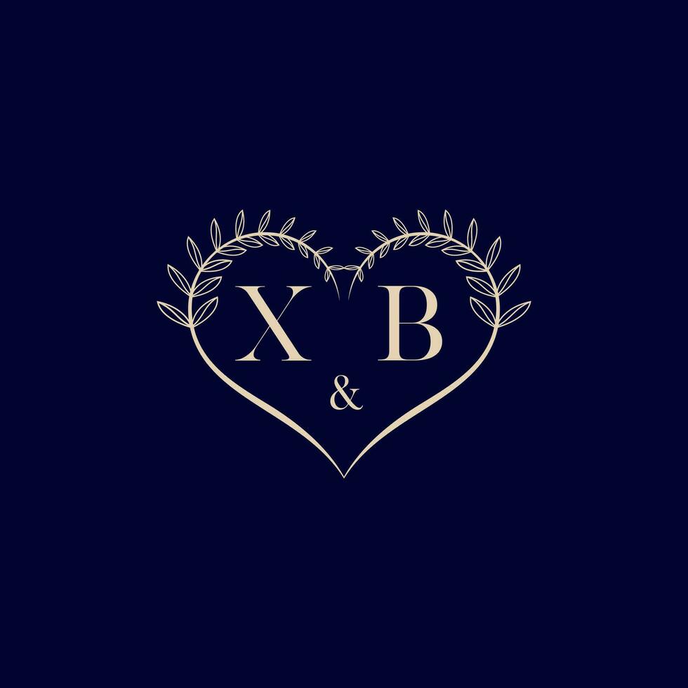 xb floral amor forma Casamento inicial logotipo vetor