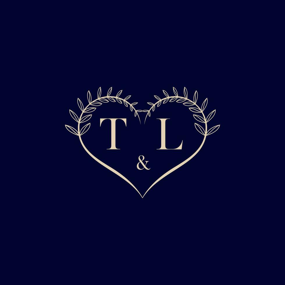 tl floral amor forma Casamento inicial logotipo vetor