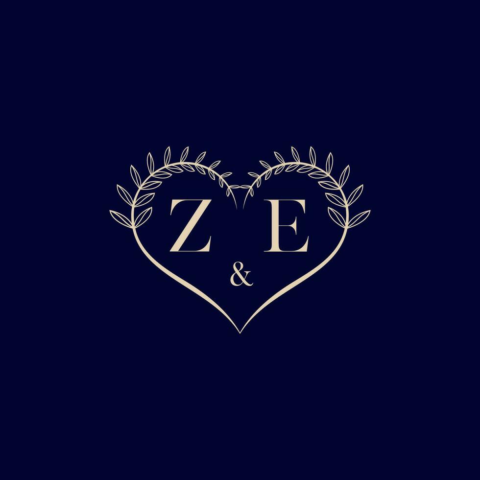 Z e floral amor forma Casamento inicial logotipo vetor
