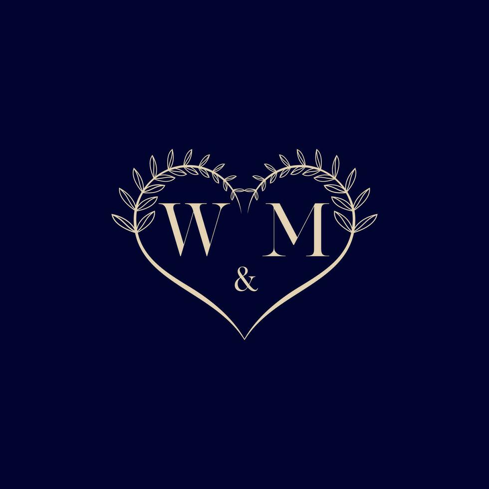wm floral amor forma Casamento inicial logotipo vetor