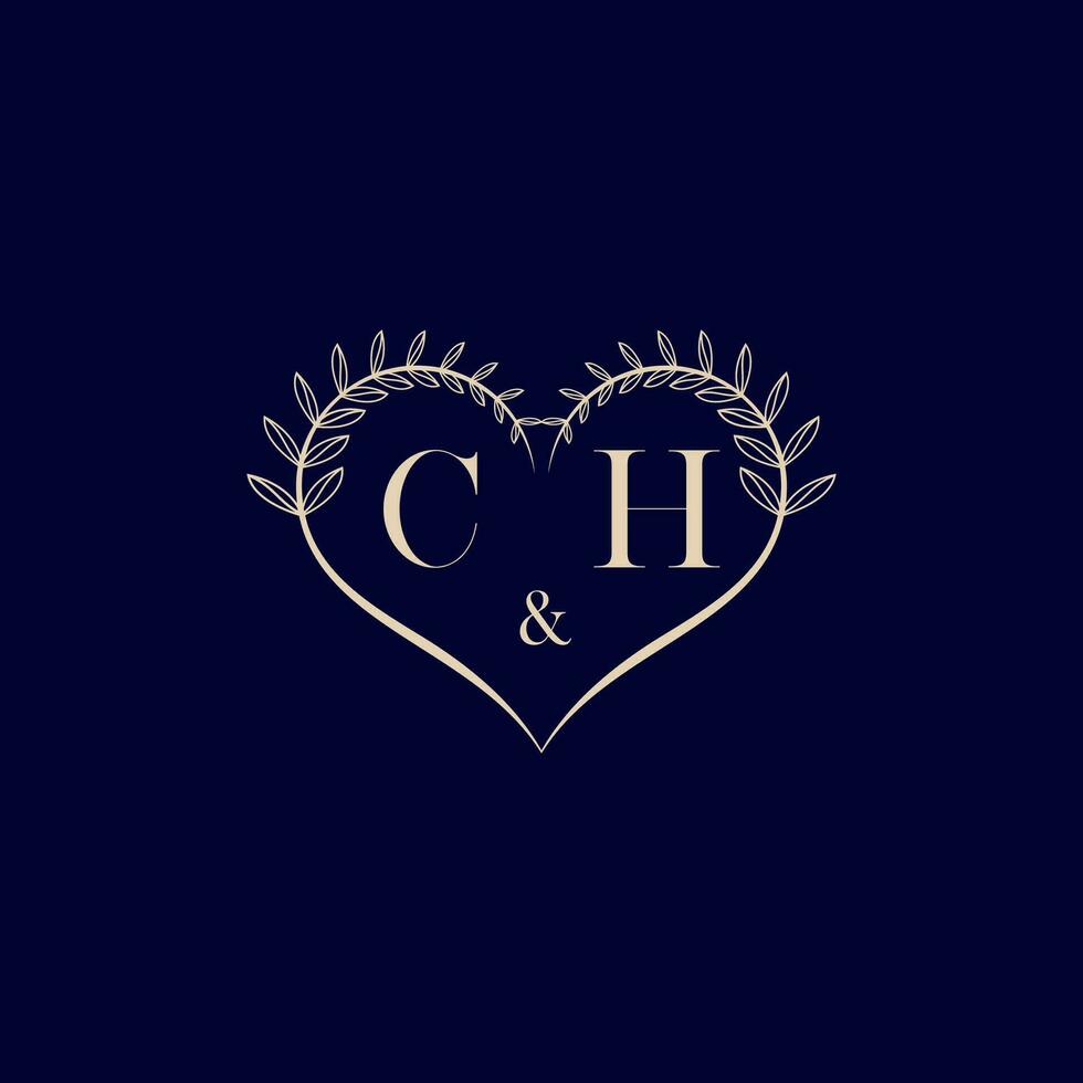 CH floral amor forma Casamento inicial logotipo vetor