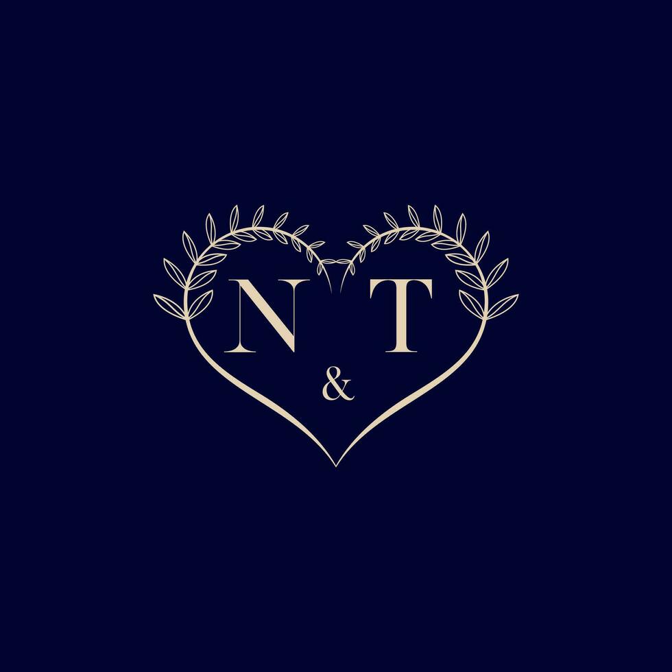 nt floral amor forma Casamento inicial logotipo vetor