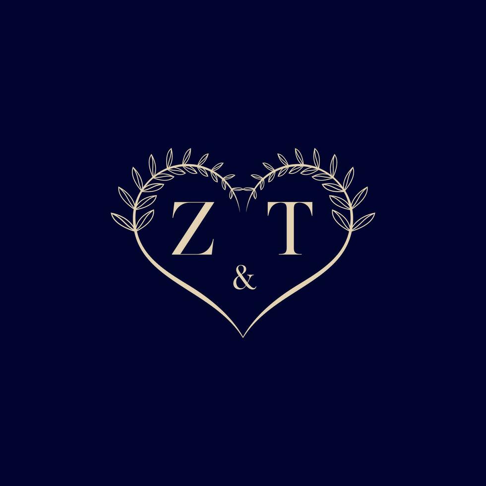 zt floral amor forma Casamento inicial logotipo vetor