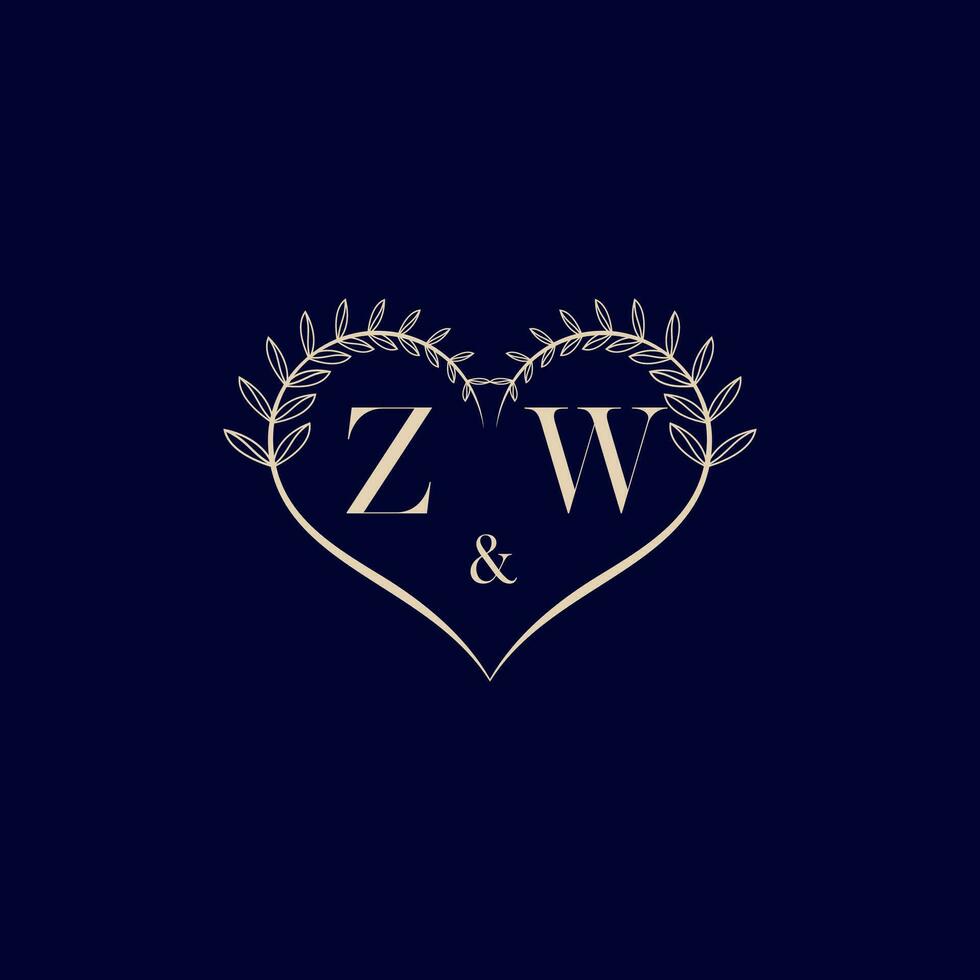zw floral amor forma Casamento inicial logotipo vetor