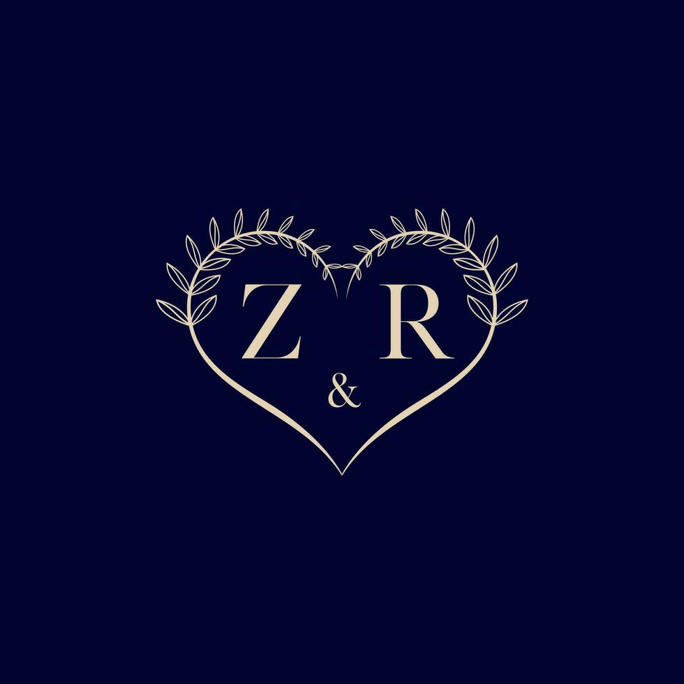 zr floral amor forma Casamento inicial logotipo vetor