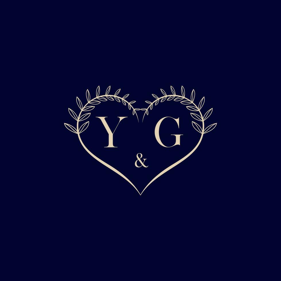 yg floral amor forma Casamento inicial logotipo vetor