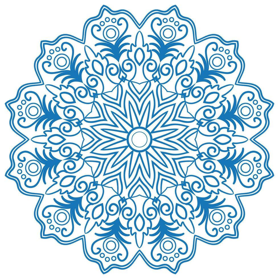 mandala desenhando para coloração azul linhas. branco fundo coloração livro vetor