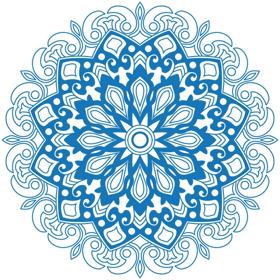 mandala desenhando para coloração azul linhas. branco fundo coloração livro vetor