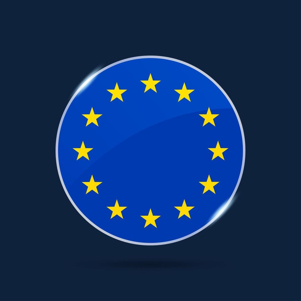 ícone do botão do círculo da bandeira nacional da união europeia vetor