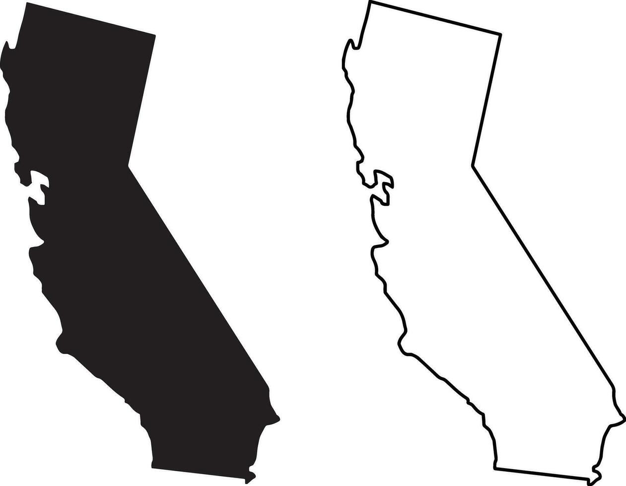 Califórnia mapa ícone vetor dentro dois estilos isolado em branco fundo