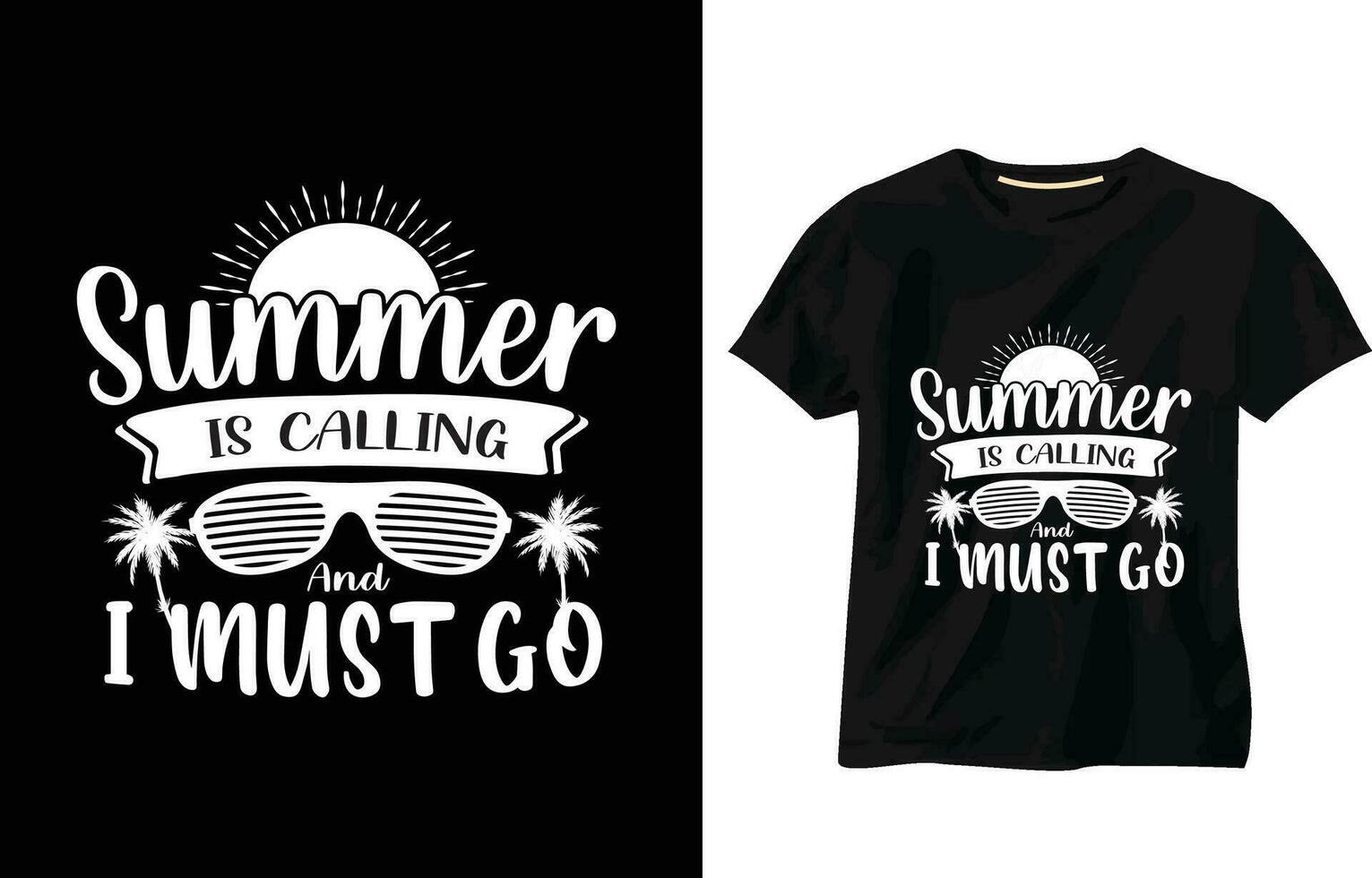 verão é chamando e Eu devo ir, de praia camisa, viagem camisa, período de férias camisa, verão férias, verão vibrações camisa verão camiseta, turismo, ilha, viagem, tipografia camiseta Projeto vetor