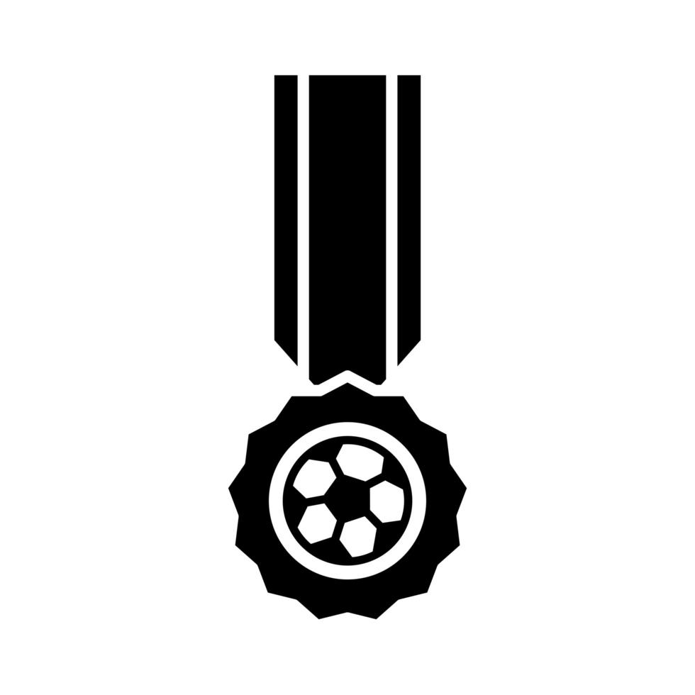 jogo de futebol medalha fita prêmio liga esportes recreativos torneio ícone estilo silhueta vetor