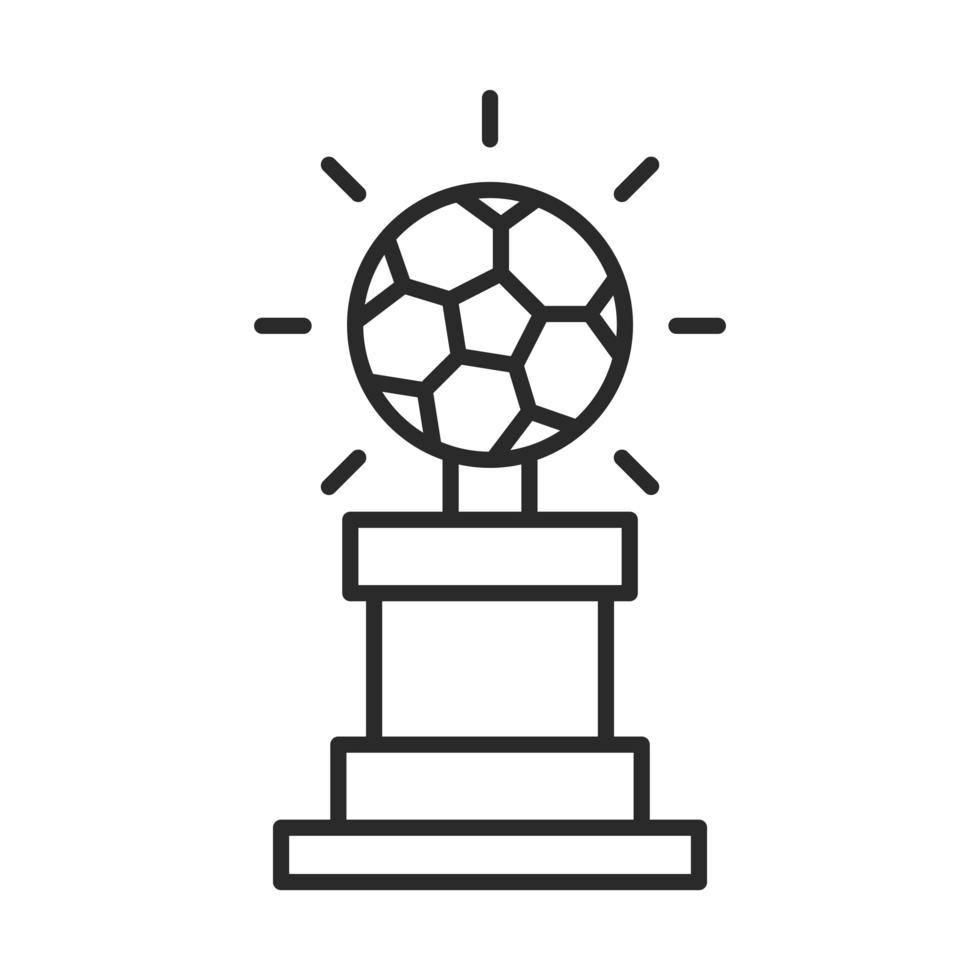 troféu de jogo de futebol com ícone de estilo de linha de torneio de esportes recreativos da liga de bola vetor