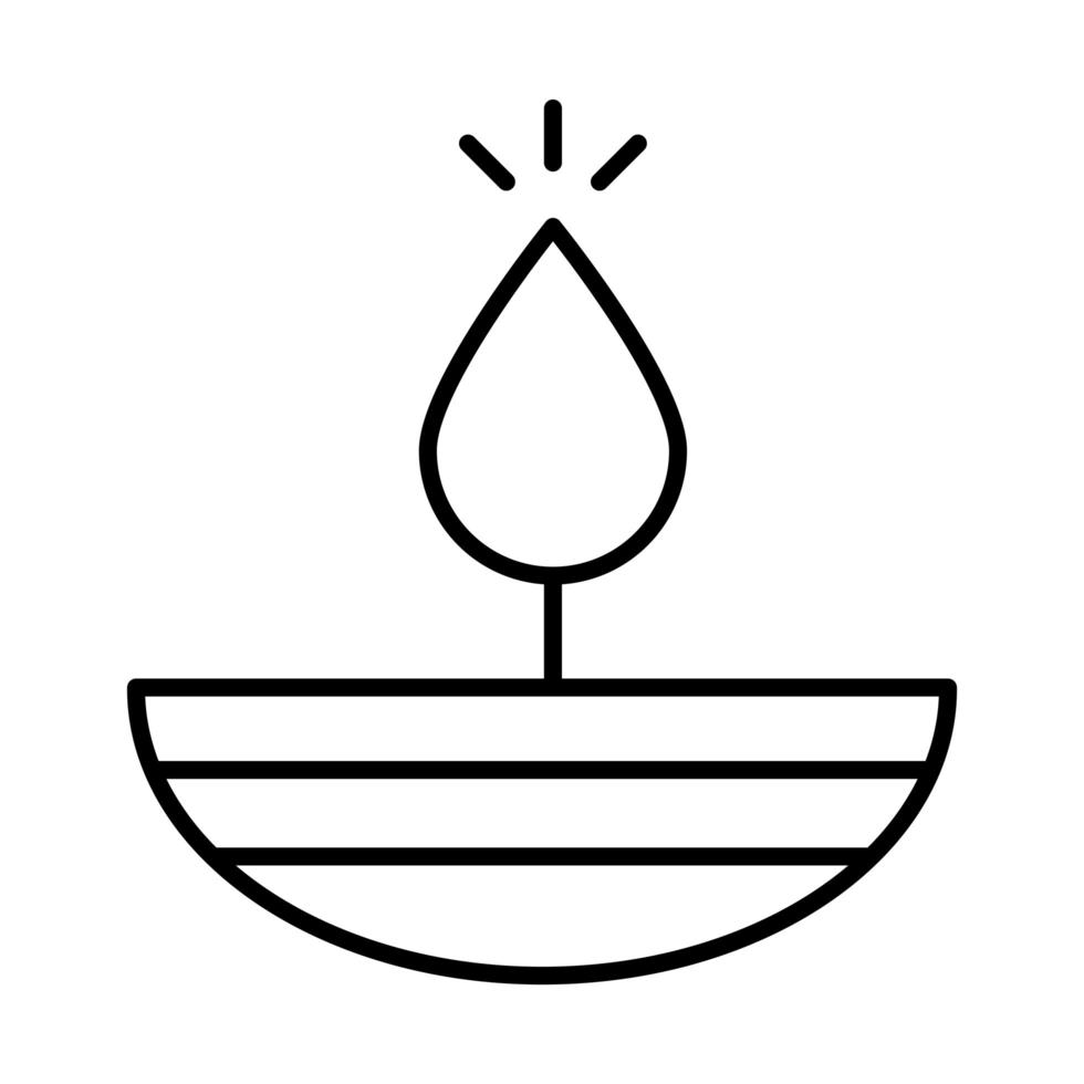ícone de estilo de linha de celebração religiosa islâmica de vela acesa eid mubarak vetor