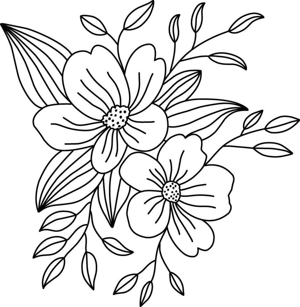 flor bonita com galhos e folhas isoladas de ilustração vetorial de ícone de design vetor