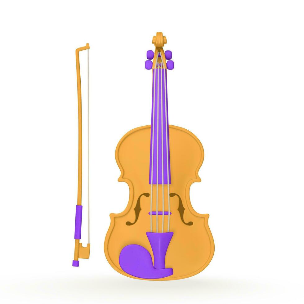 3d realista violino para música conceito Projeto dentro plástico desenho animado estilo. vetor ilustração
