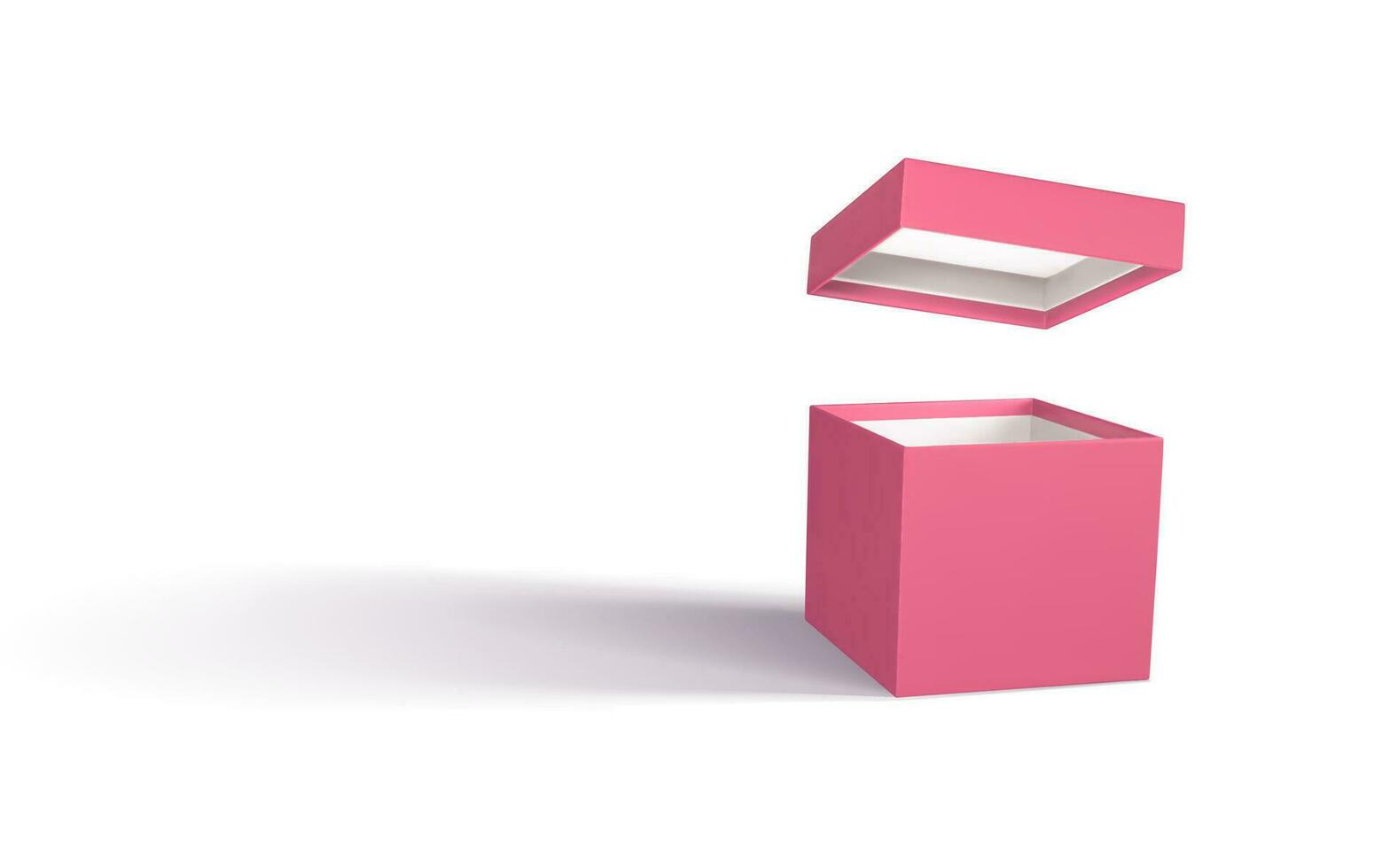 3d render realista aberto presente caixa. vermelho papel caixa com sombra isolado em branco fundo. vetor ilustração