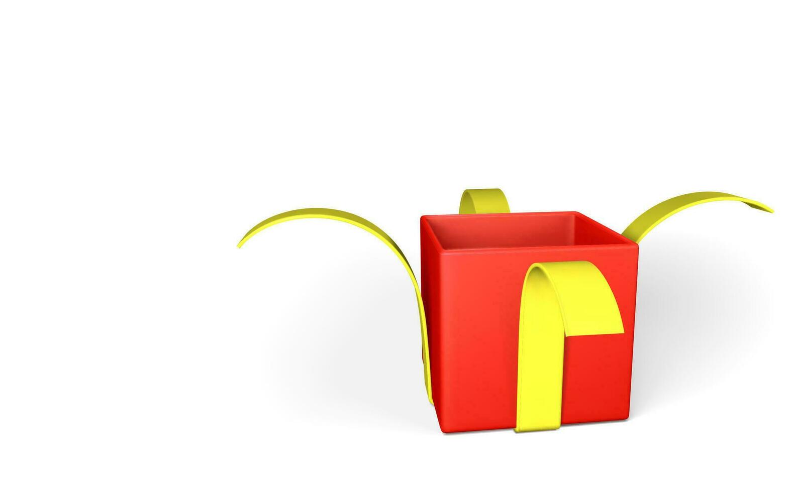 realista aberto vermelho presente caixa com amarelo fita isolado em branco fundo. vetor ilustração