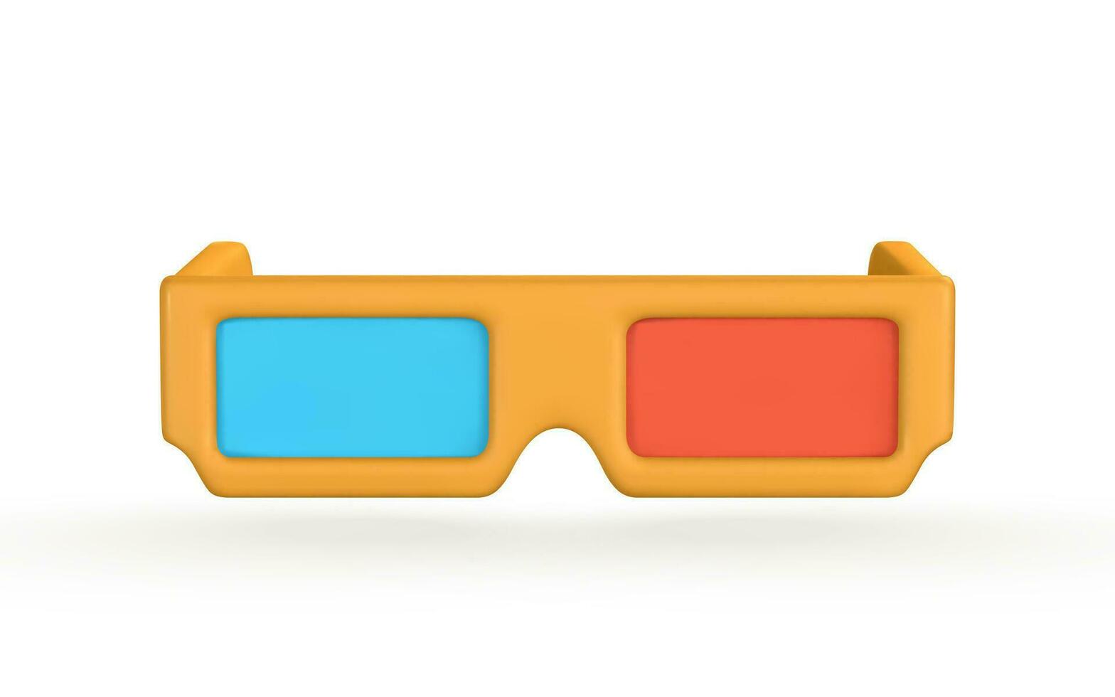 realista azul vermelho 3d estéreo óculos para assistindo filmes dentro plástico desenho animado estilo. vetor ilustração