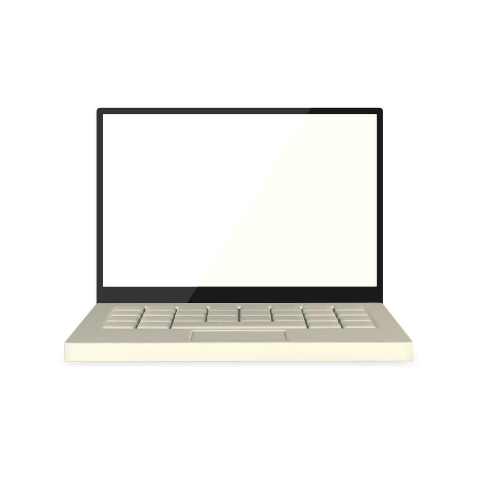 3d realista computador portátil com em branco tela em luz fundo. vetor ilustração