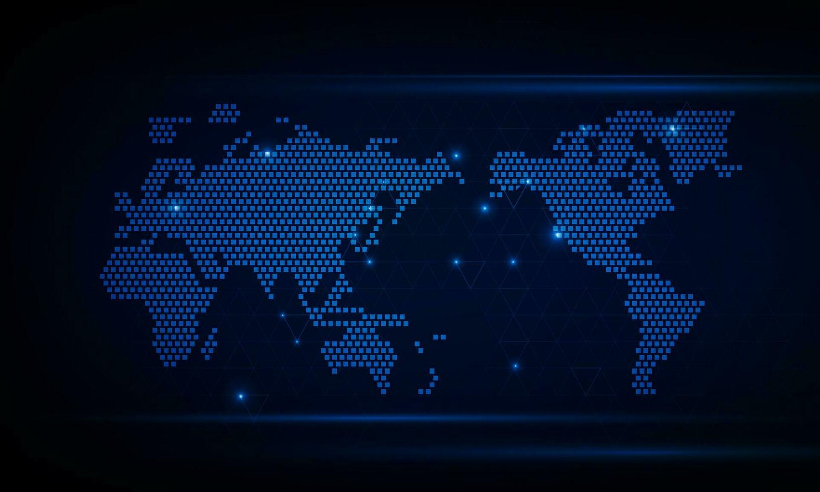 abstrato uma digitalização corrente do binário código números em a monitor estão a computador matriz do mundo mapa. hitech comunicação conceito inovação fundo, vetor Projeto