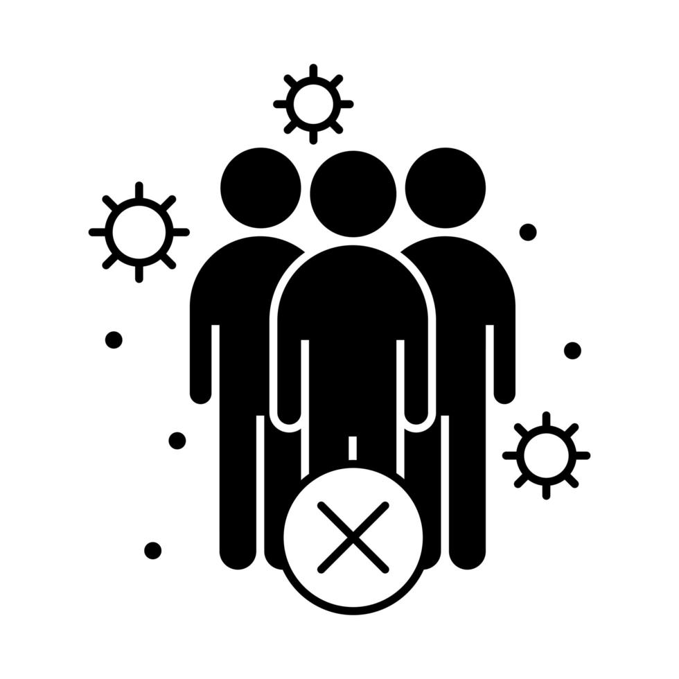 covid 19 coronavirus prevenção de distanciamento social mantenha distância na sociedade pública pessoas surto espalhando ícone de estilo de silhueta de vetor