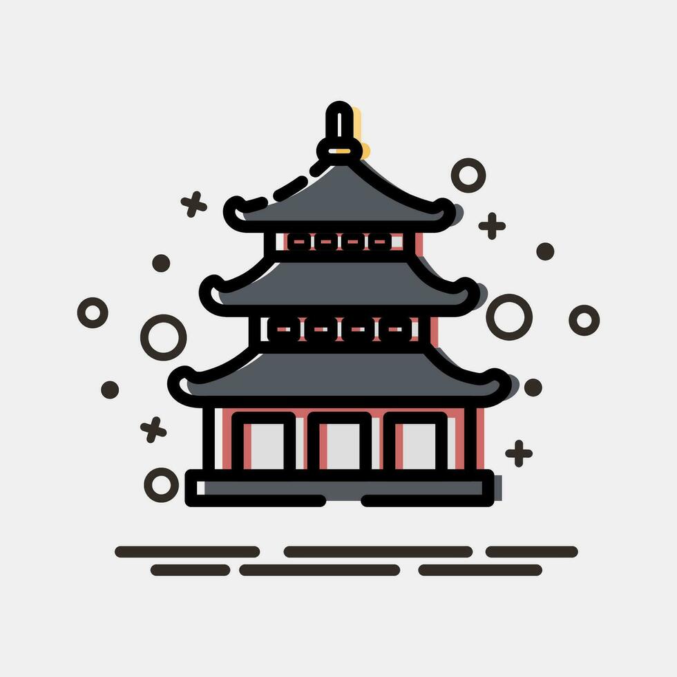 ícone pagode. Japão elementos. ícones dentro mbe estilo. Boa para impressões, cartazes, logotipo, anúncio, infográficos, etc. vetor