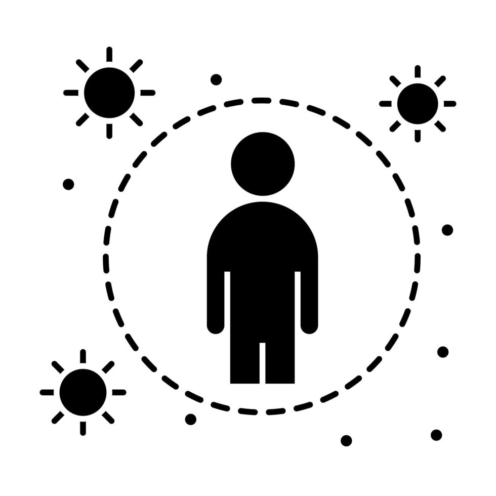 covid 19 coronavírus social distanciamento prevenção surto espalhando ícone de estilo silhueta vetor