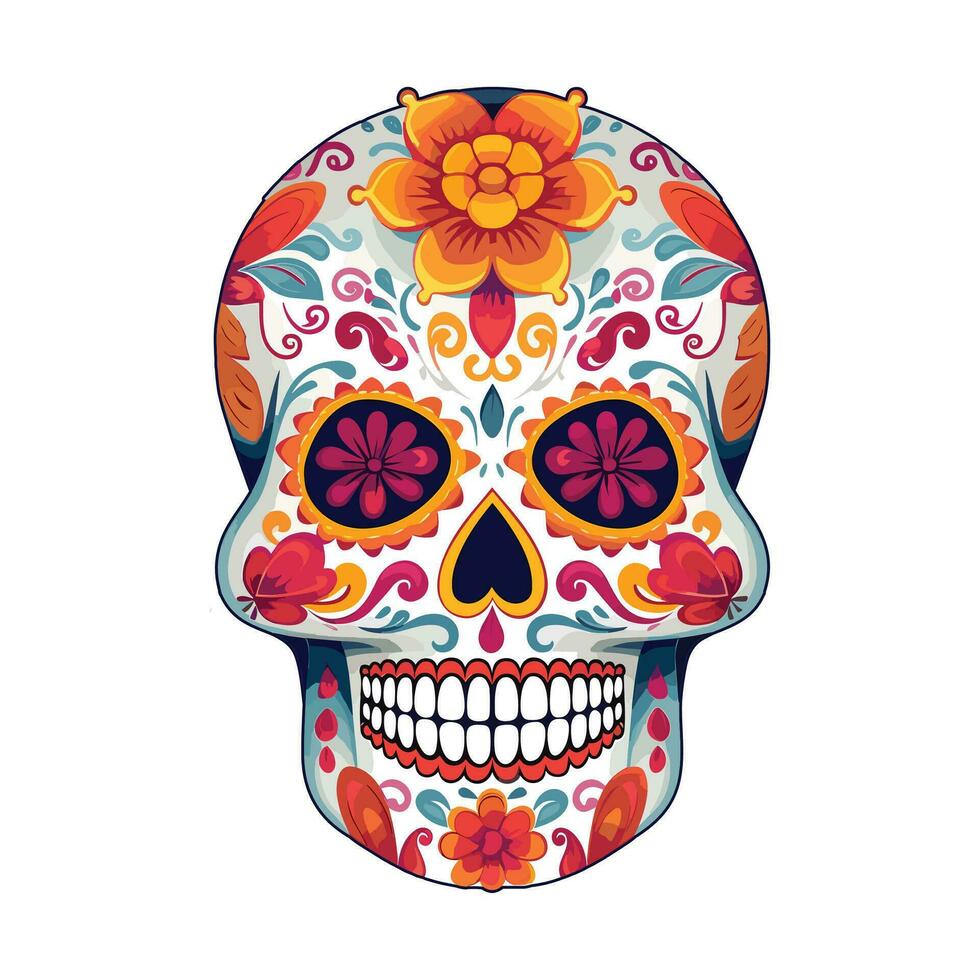 mexicano crânio cores enfeite dia de muertos ilustração vetor