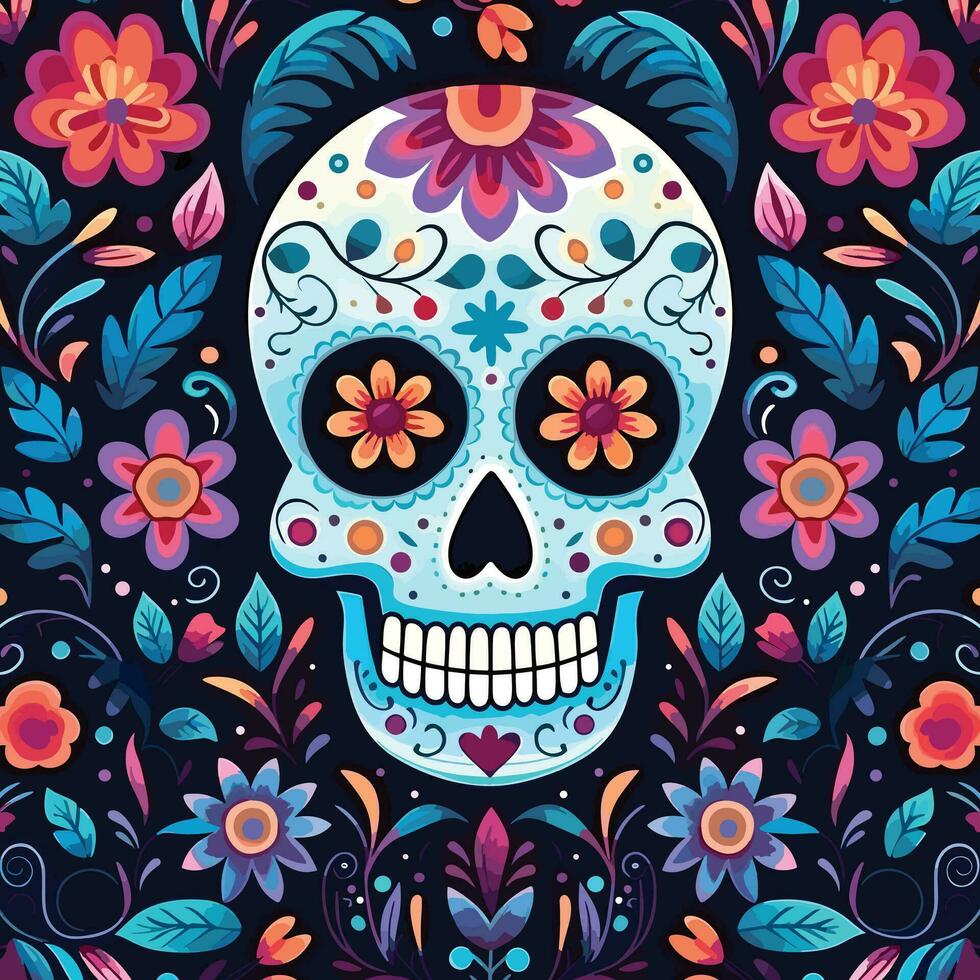 mão desenhado dia de muertos padronizar fundo vetor