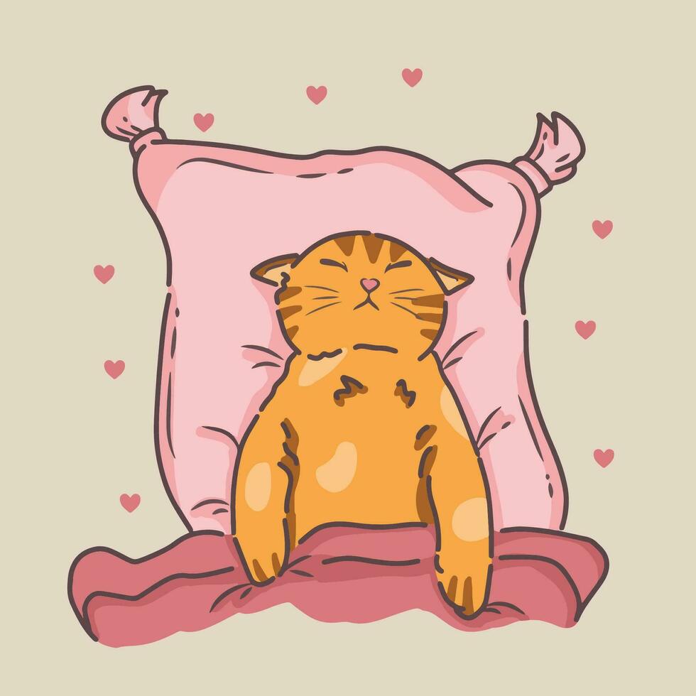 vetor livre vetor fofa gato dormindo em travesseiro desenho animado